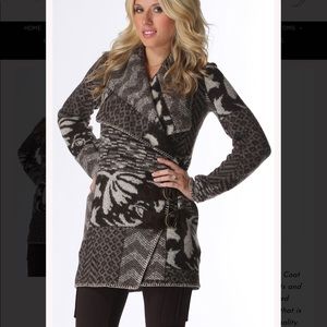 Hale Bob Aspen Holiday Wool Blend Sweater Coat, sz M